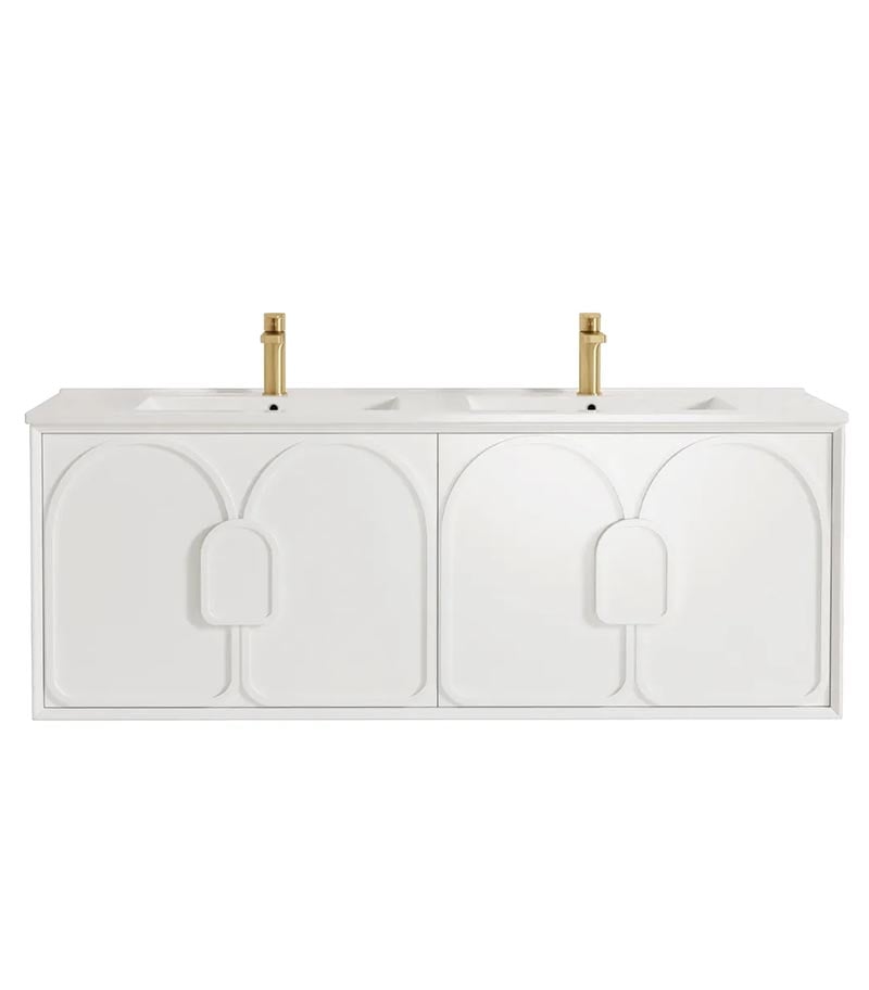 Laguna Satin White 1500mm Wall Hung Vanity Cabinet Ceramic Top