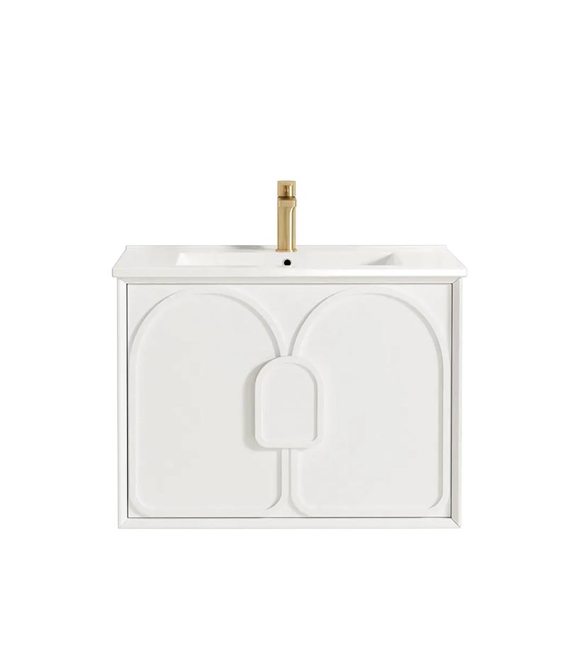 Laguna Satin White 750mm Wall Hung Vanity Cabinet + Ceramic Top