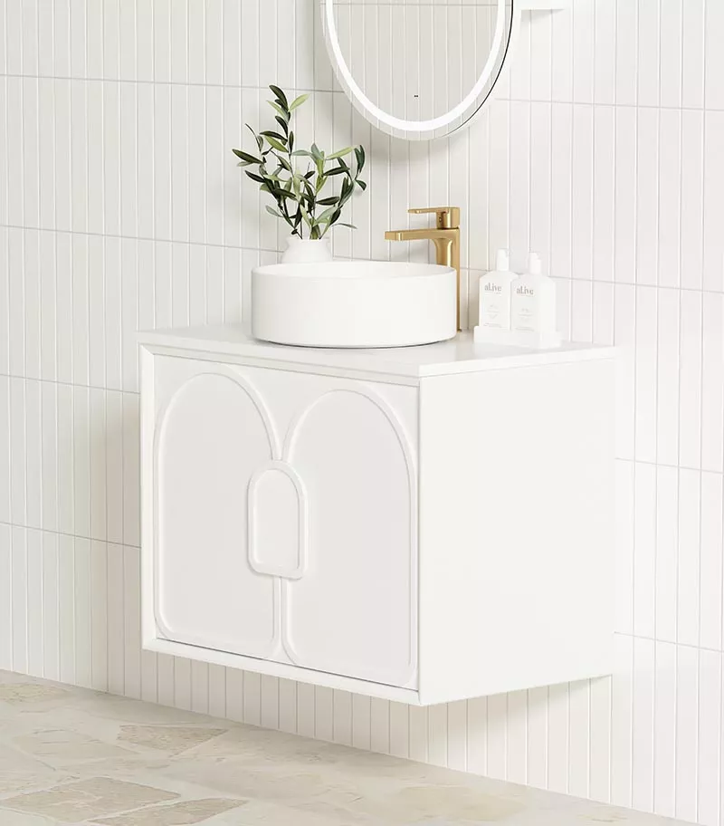 Laguna Satin White 750mm Wall Hung Vanity Cabinet - Pure White