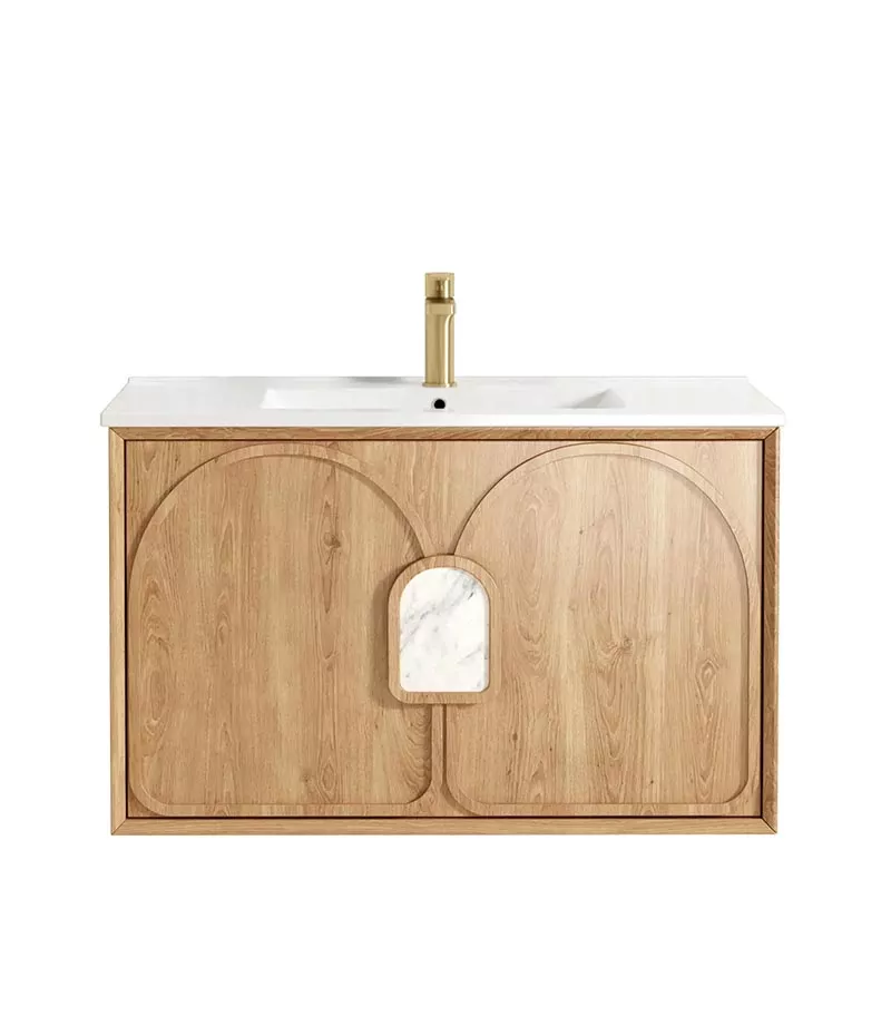 Laguna Natrual American Oak 900mm Wall Hung Vanity Cabinet Ceramic Top Laguna Natrual American Oak 900mm Wall Hung Vanity Cabinet Ceramic Top