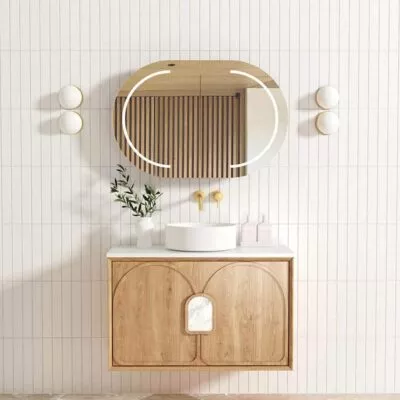 Laguna Natural American Oak 900mm Wall Hung Vanity Cabinet