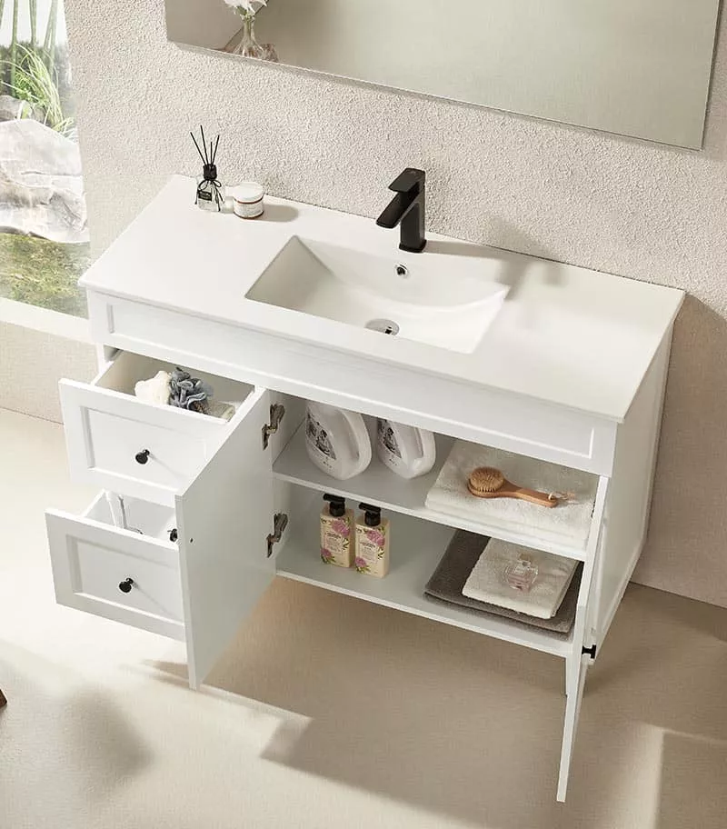 Harrington Matt White 1200mm Single Bowl PVC Freestanding Vanity Interior View Harrington Matt White 1200mm Single Bowl PVC Freestanding Vanity Interior View