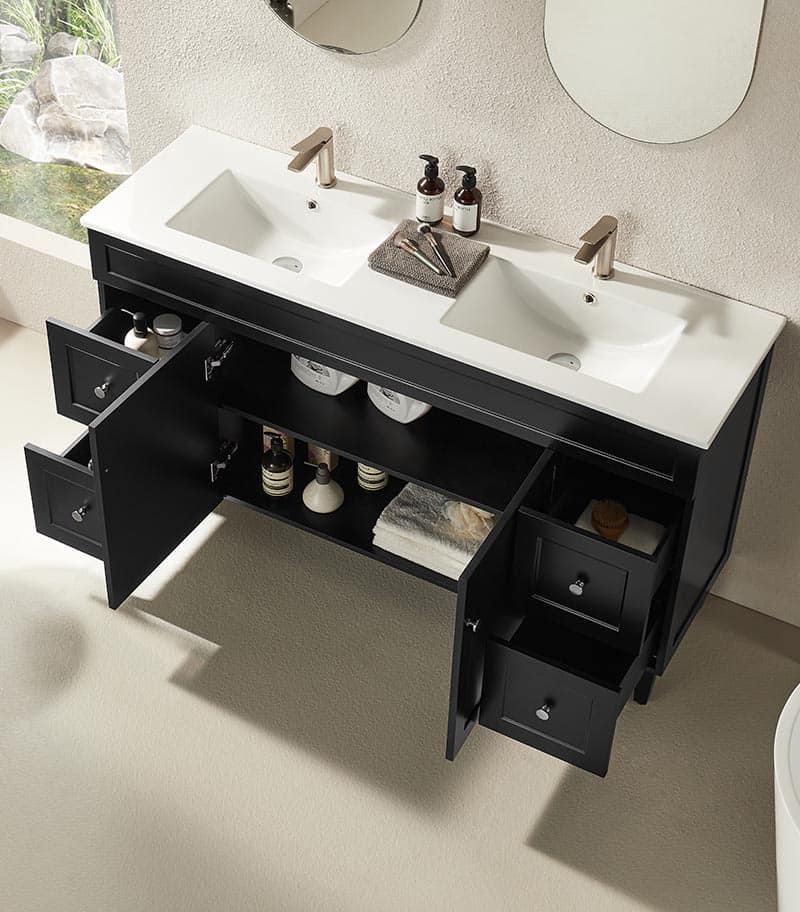 Harrington Matt Black 1500mm PVC Freestanding Vanity Interior View