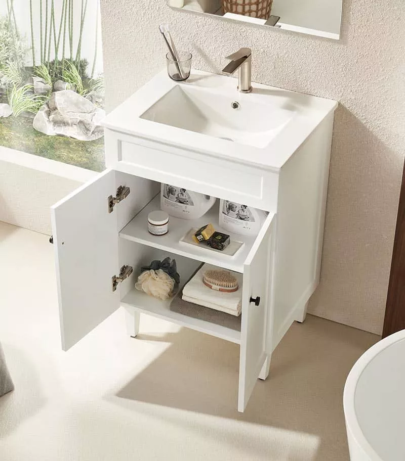 Harrington Matt White 600mm PVC Freestanding Vanity Interior View