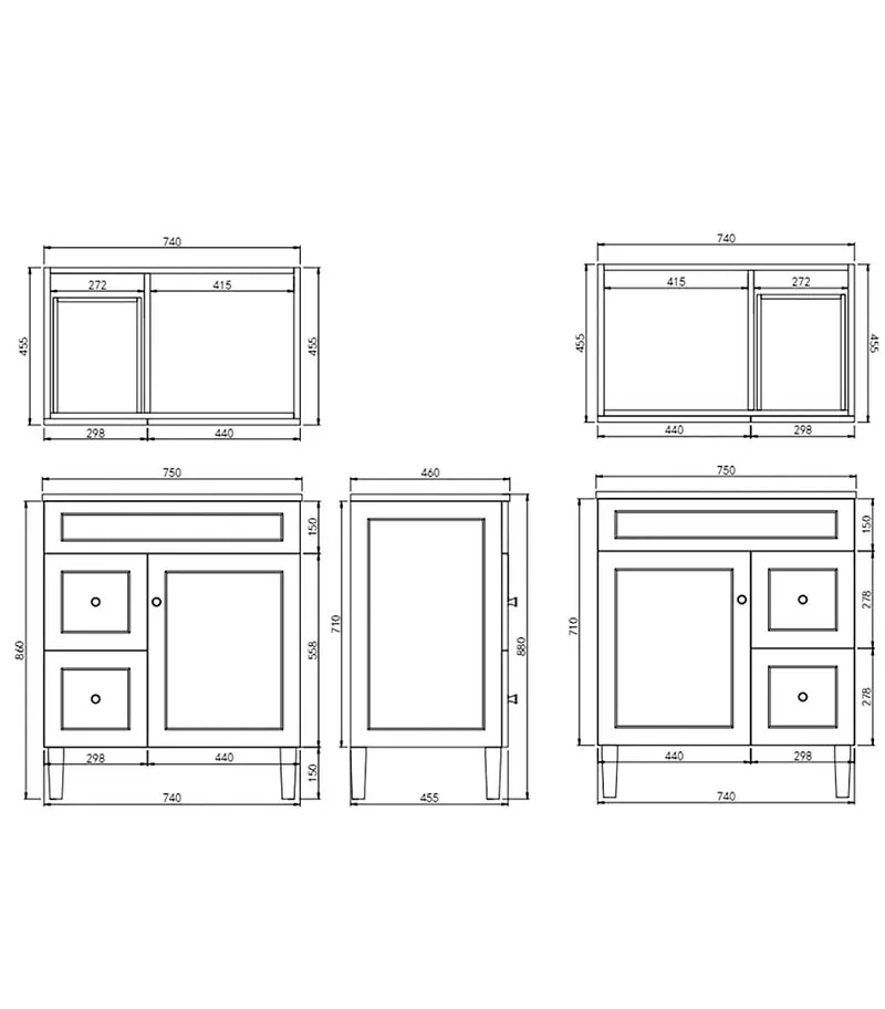 Harrington 750mm PVC Freestanding Vanity Specification