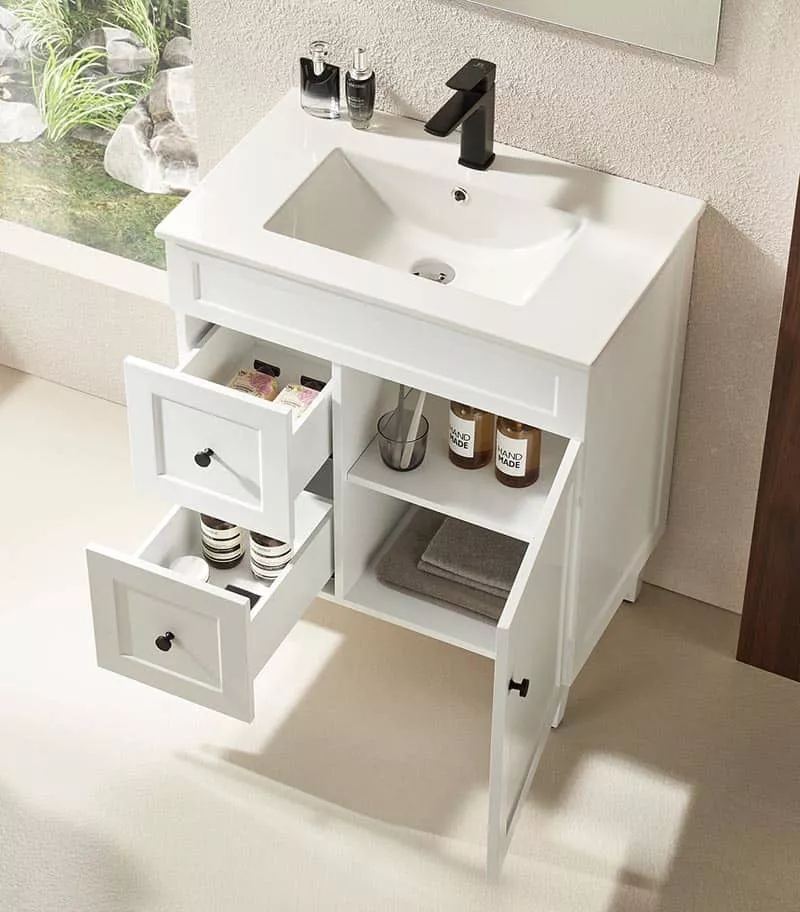 Harrington Matt White 750mm PVC Freestanding Vanity Interior View