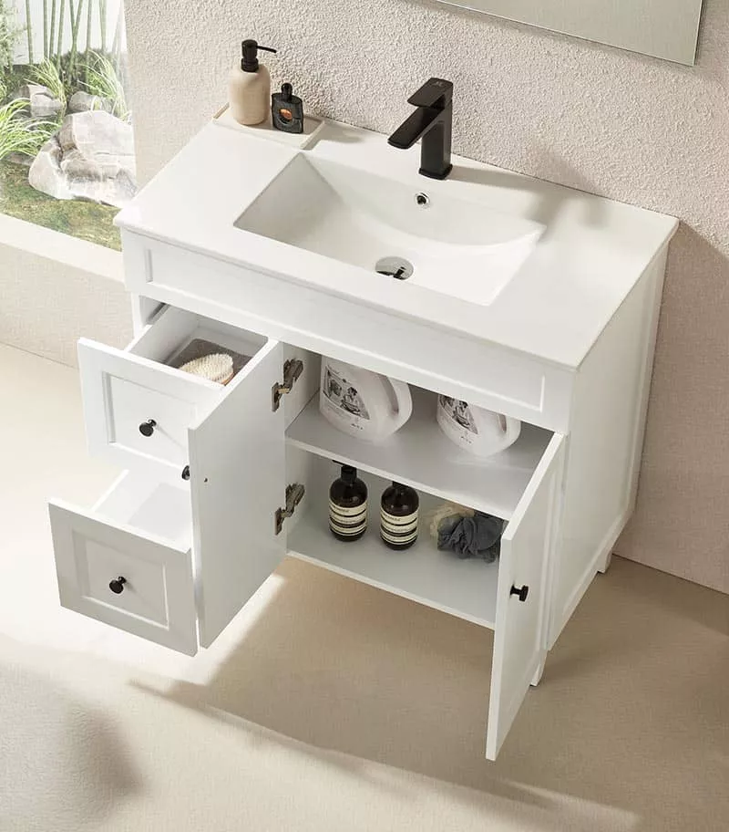Harrington Matt White 900mm PVC Freestanding Vanity Interior View Harrington Matt White 900mm PVC Freestanding Vanity Interior View