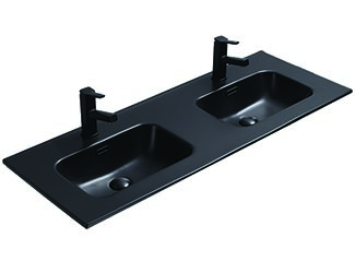 Matt Black Double Bowl Ceramic Top With Taphole