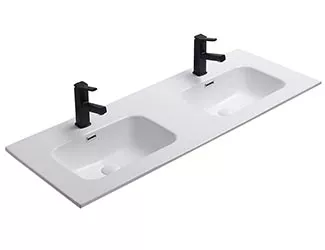 Matt White Double Bowl Ceramic Top With Taphole