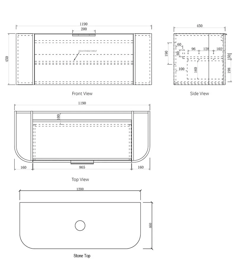 Bondi 1200mm Plywood Wall Hung Vanity Specification Bondi 1200mm Plywood Wall Hung Vanity Specification