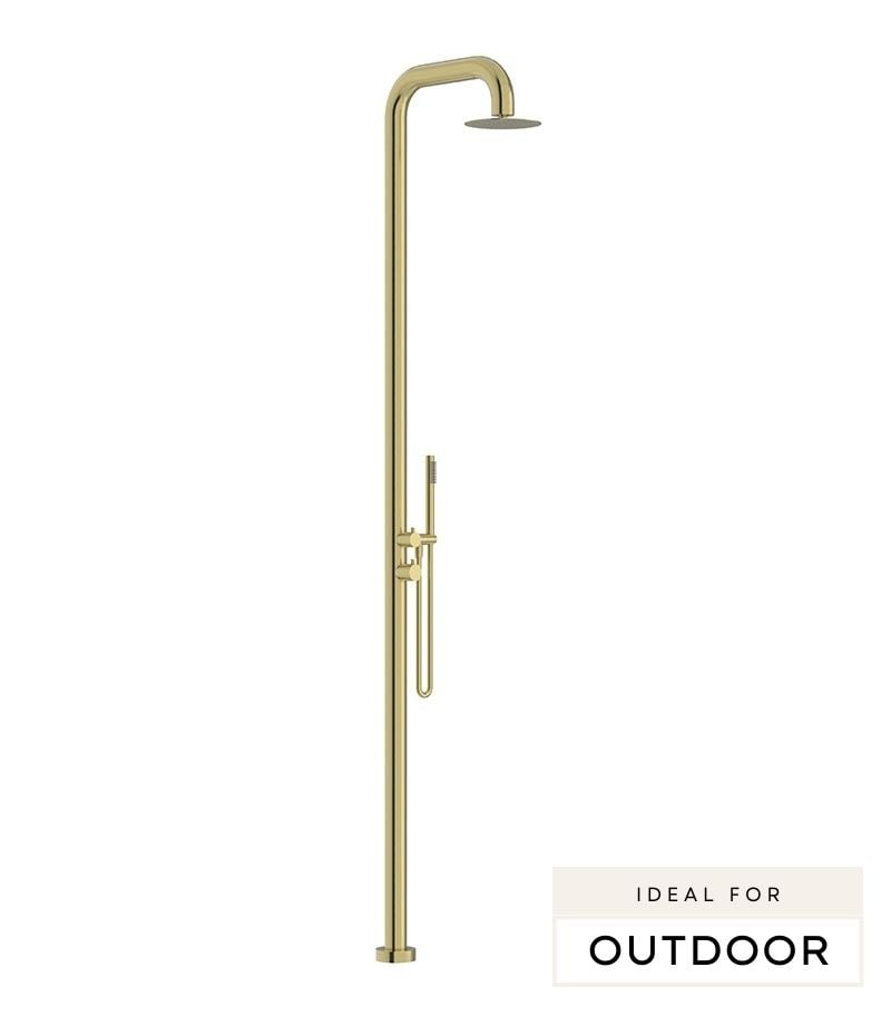 Elle 316 Stainless Steel Freestanding Twin Shower - Brushed Gold