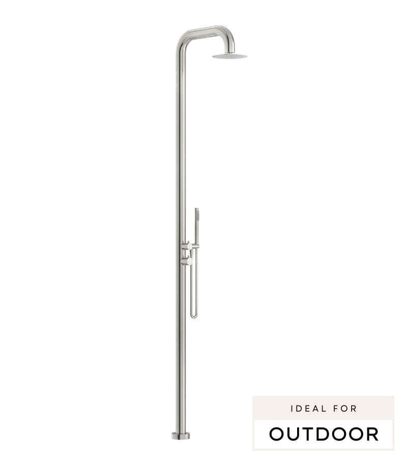 Elle 316 Stainless Steel Freestanding Twin Shower - Brushed Stainless