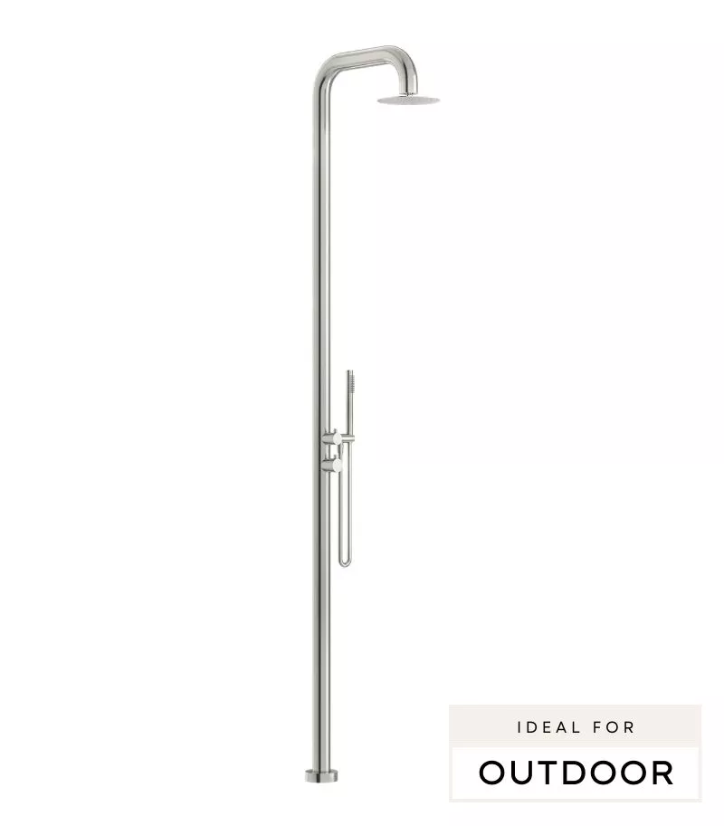 Elle 316 Stainless Steel Freestanding Twin Shower - Brushed Stainless