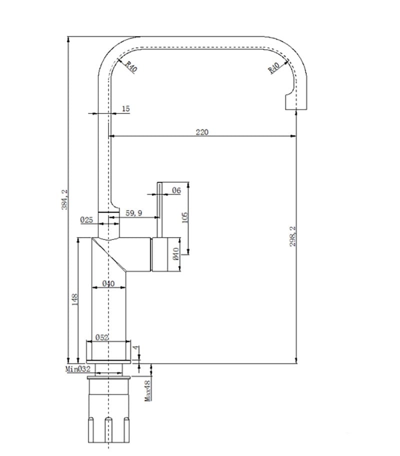 Elle 316 Stainless Steel Sink Mixer Specification