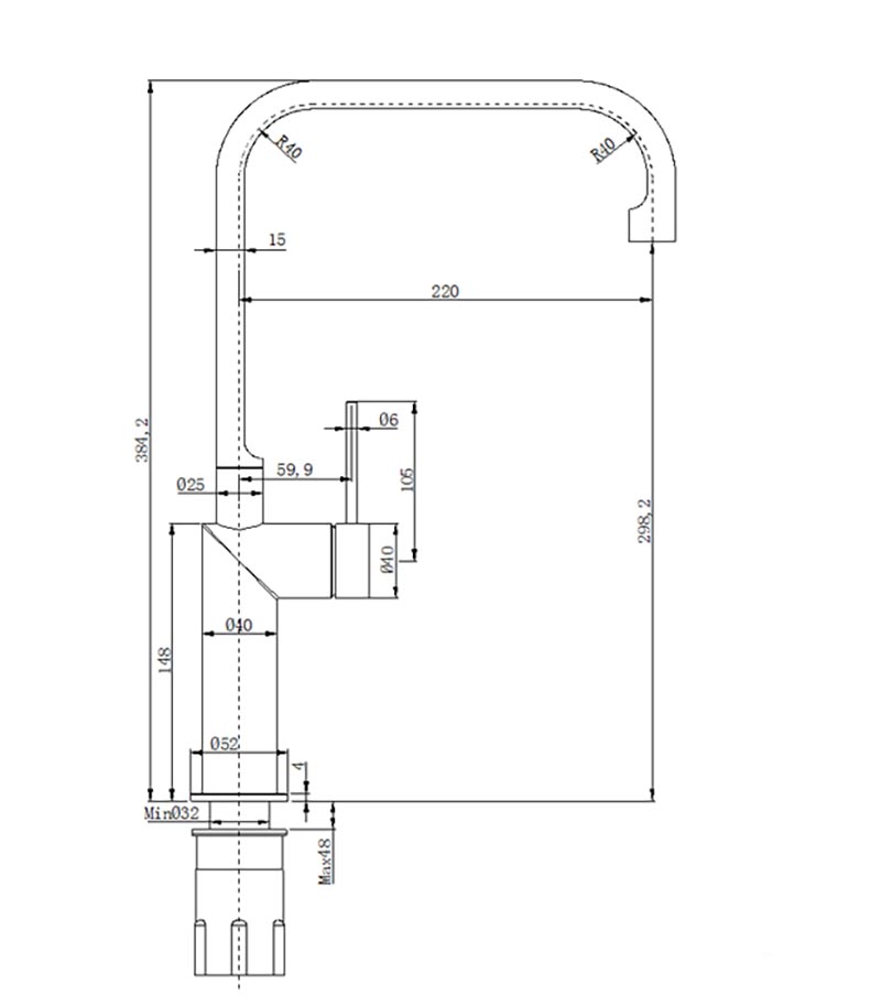 Elle 316 Stainless Steel Sink Mixer Specification