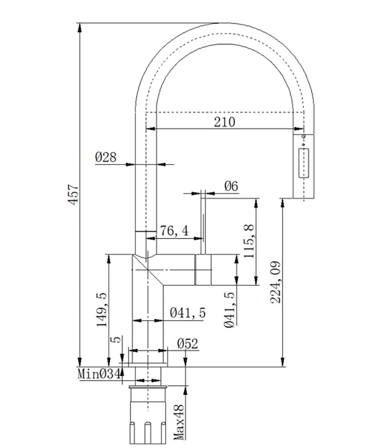 Elle 316 Stainless Steel Pull-out Sink Mixer Specification