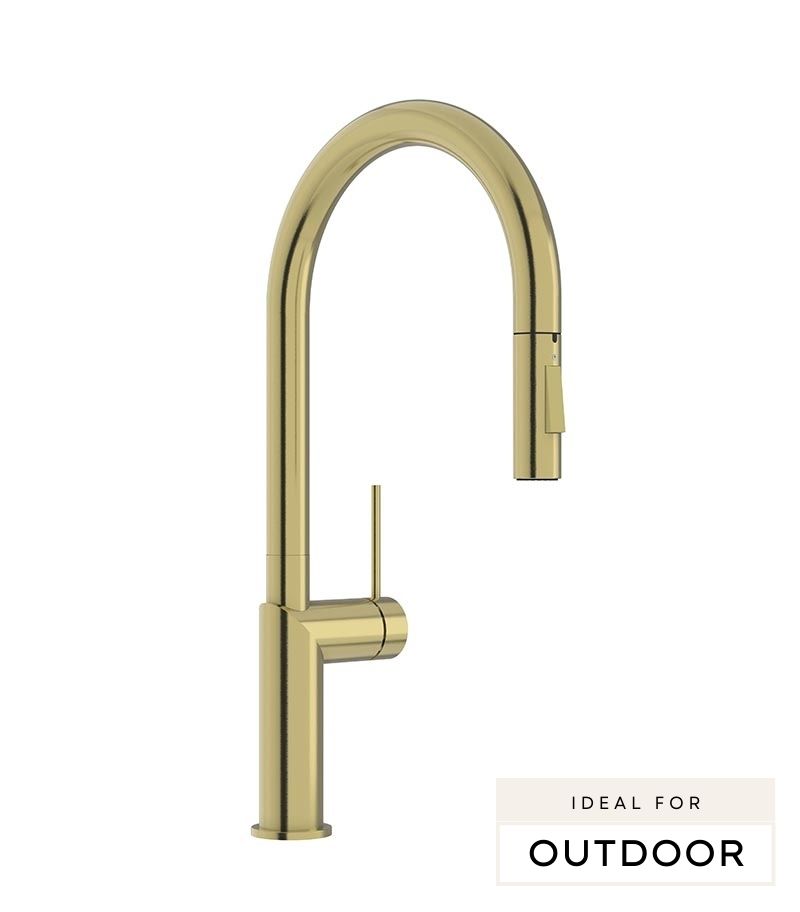 Elle 316 Stainless Steel Pull-out Sink Mixer - Brushed Gold