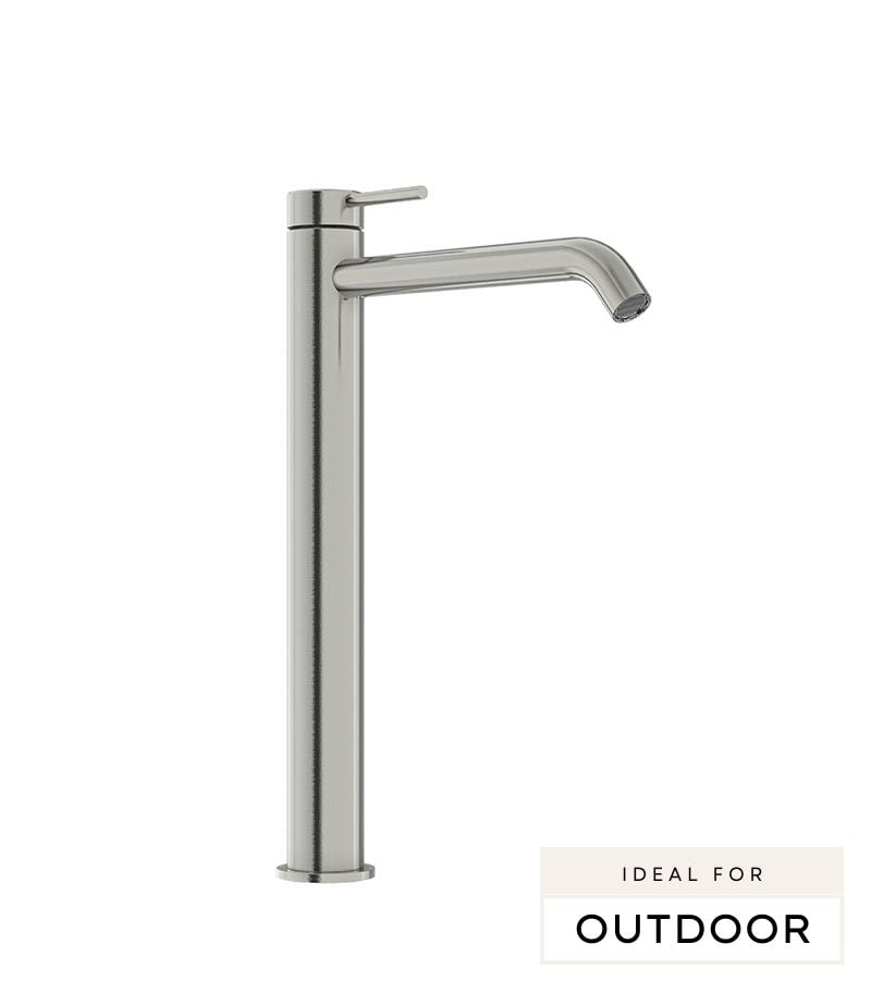 Elle 316 Stainless Steel High-rise Basin Mixer - Brushed Stainless