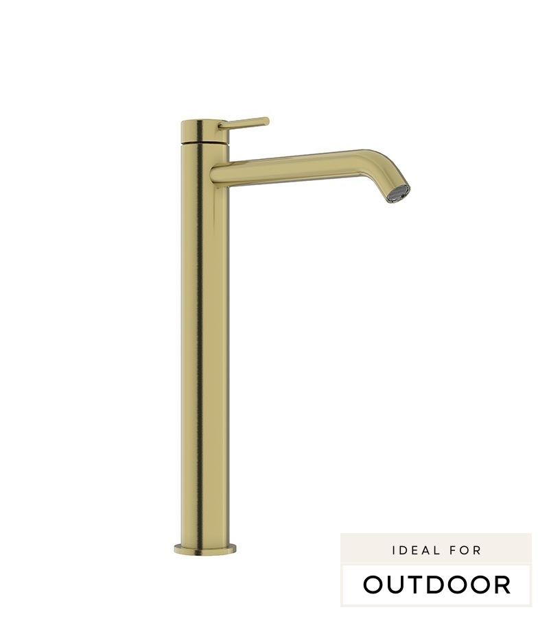 Elle 316 Stainless Steel High-rise Basin Mixer - Brushed Gold