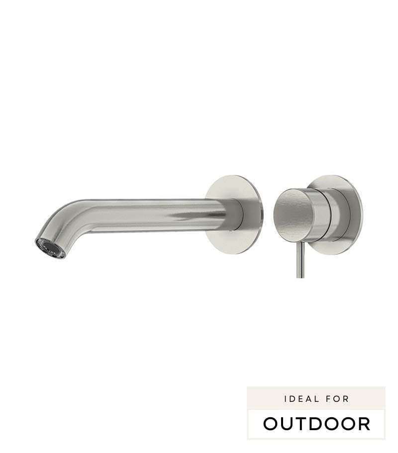 Elle 316 Stainless Steel Wall Outlet Mixer - Brushed Stainless