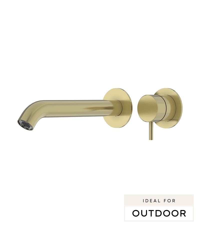 Elle 316 Stainless Steel Wall Outlet Mixer - Brushed Gold