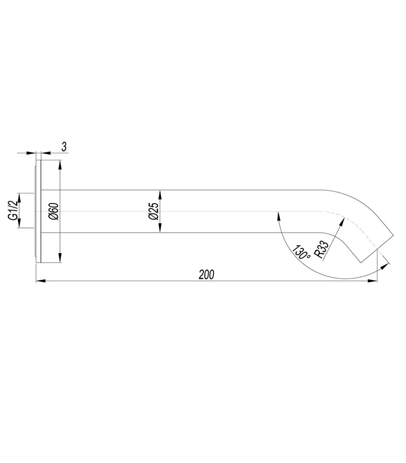 Elle 316 Stainless Steel Wall Spout Specification