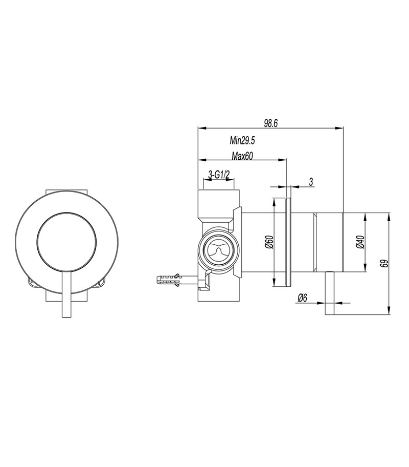 Elle 316 Stainless Steel Wall Mixer Specification