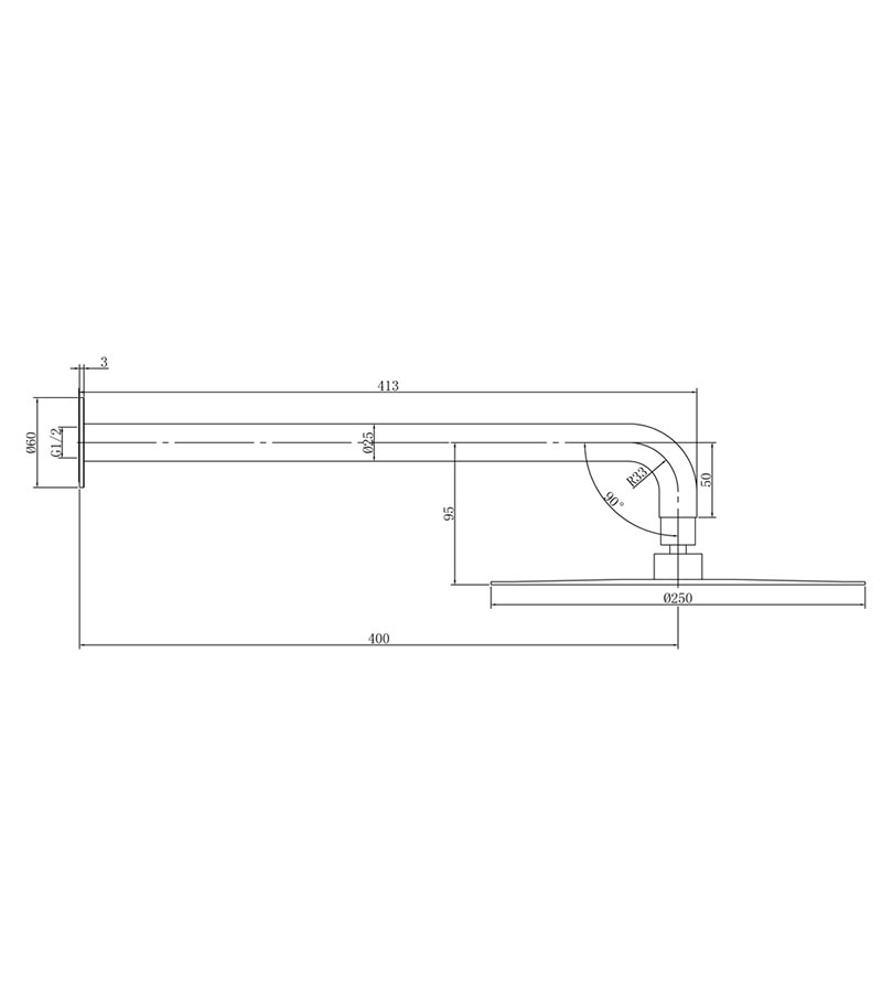 Elle 316 Stainless Steel Shower Head With Arm Specification