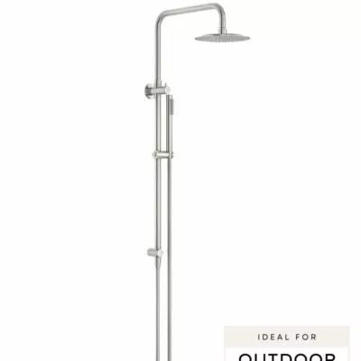 Elle 316 Stainless Steel Twin Shower On Rail - Brushed Stainless