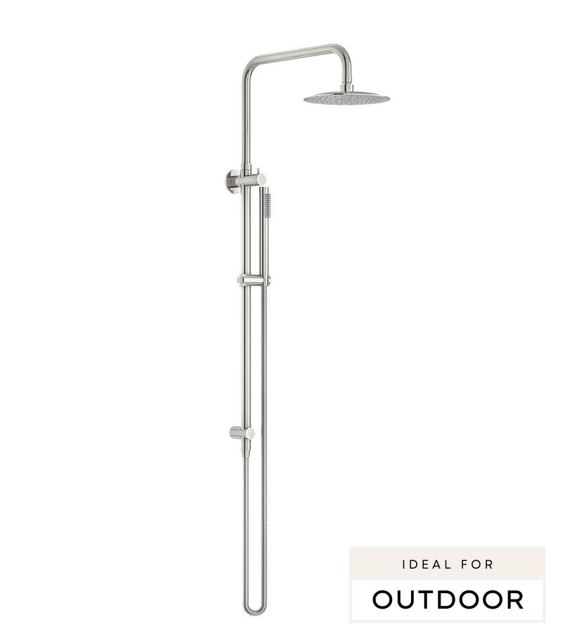 Elle 316 Stainless Steel Twin Shower On Rail - Brushed Stainless