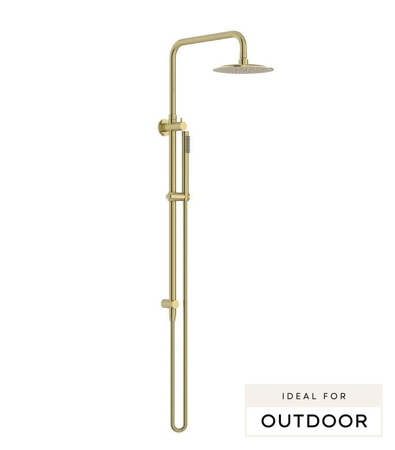 Elle 316 Stainless Steel Twin Shower On Rail - Brushed Gold