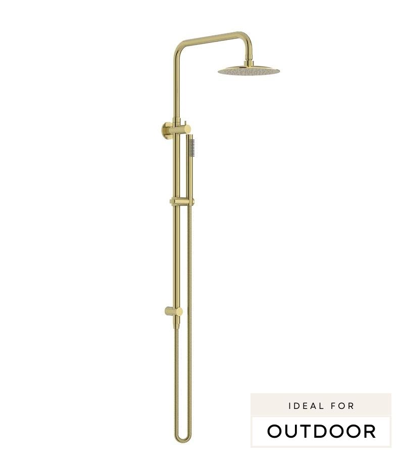 Elle 316 Stainless Steel Twin Shower On Rail - Brushed Gold