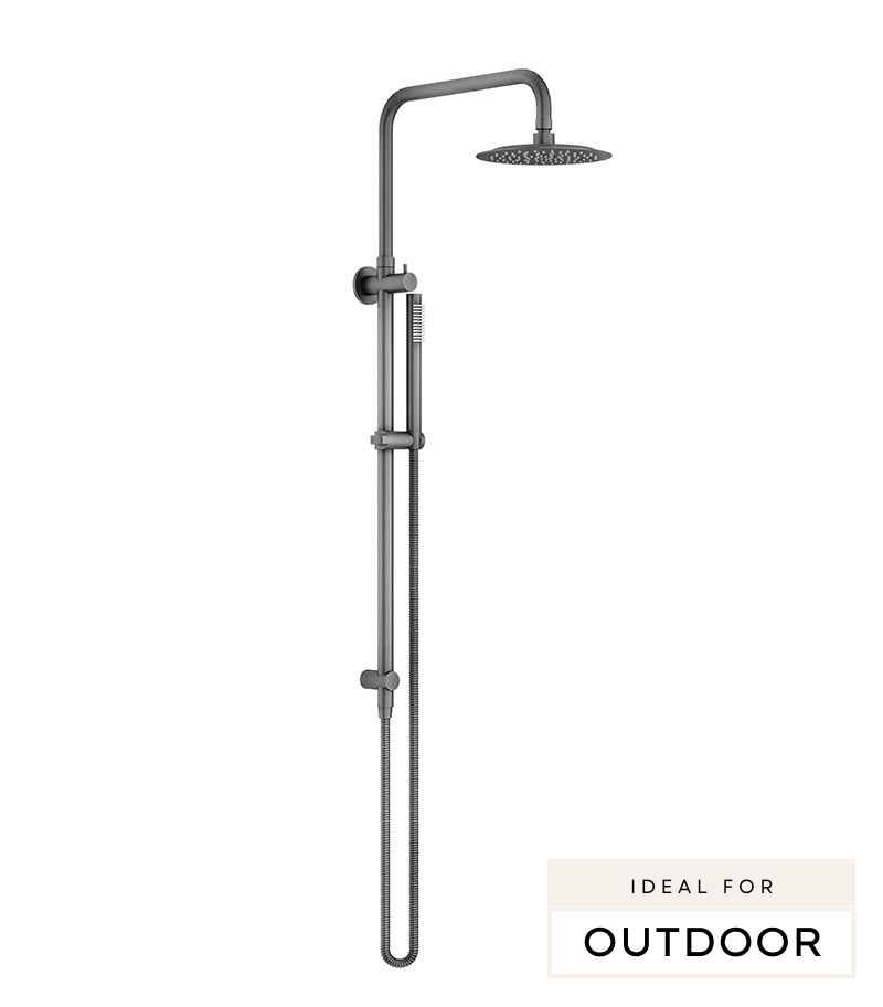 Elle 316 Stainless Steel Twin Shower On Rail - Gunmetal Grey