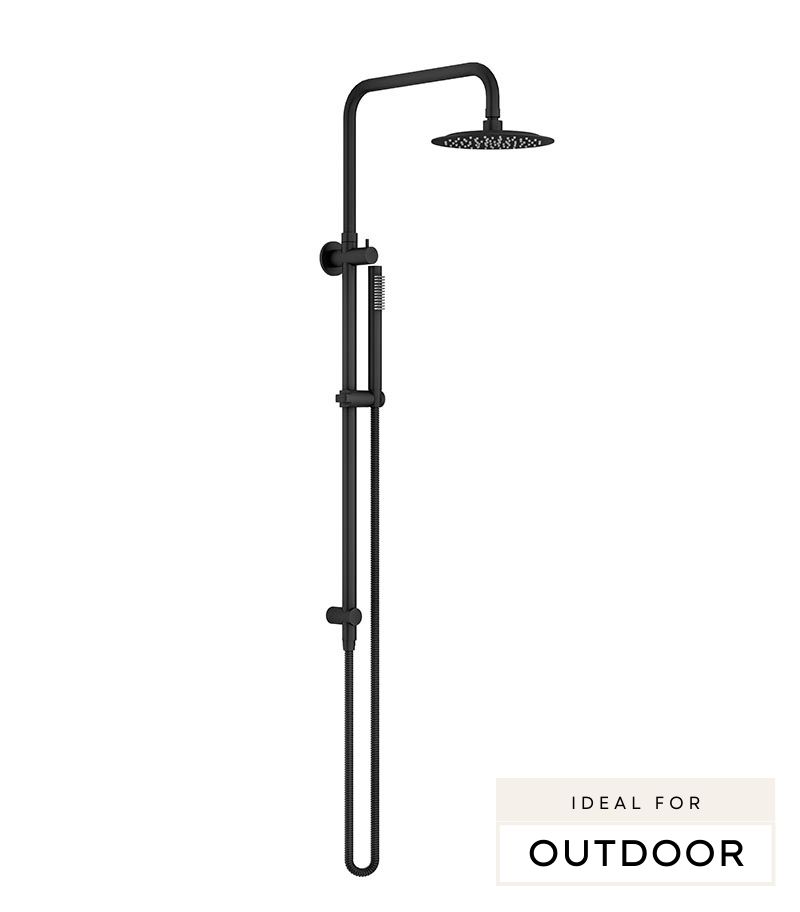 Elle 316 Stainless Steel Twin Shower On Rail - Matt Black