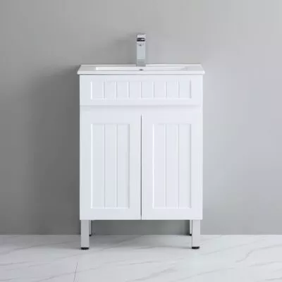 Acacia Shaker 600mm Freestanding Vanity - Matt White