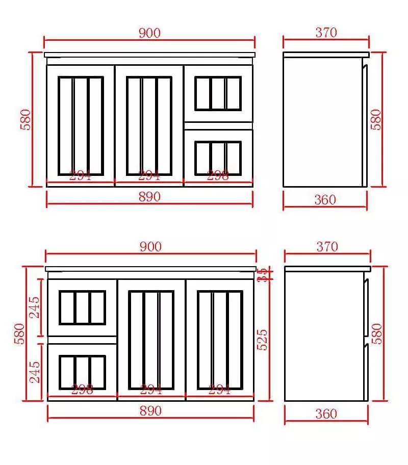 Acacia Shaker 900mm Narrow Wall Hung Vanity – Matt White Specification