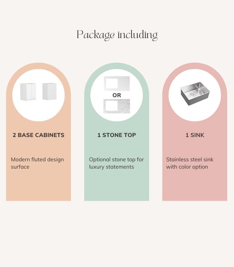 Bondi Laundry Base Cabinet Set 1060mm - Matt White Package Contents