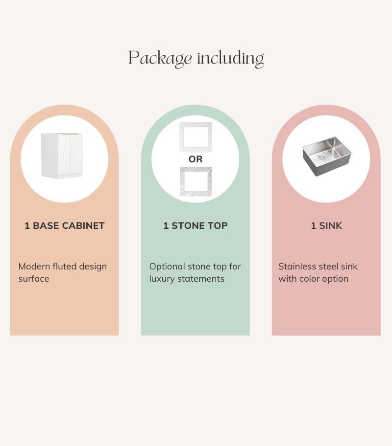 Bondi Laundry Base Cabinet Set 650mm - Matt White Package Contents