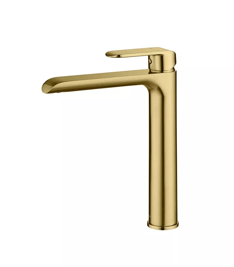 IKON Kara High Rise Brushed Gold Basin Mixer