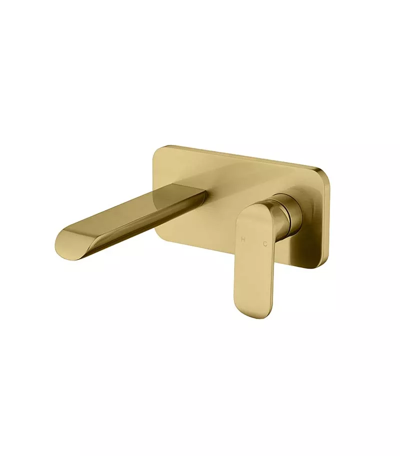 IKON Kara Brushed Gold Wall Mount Basin or Bath Mixer