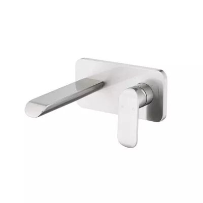 IKON Kara Brushed Nickel Wall Mount Basin or Bath Mixer