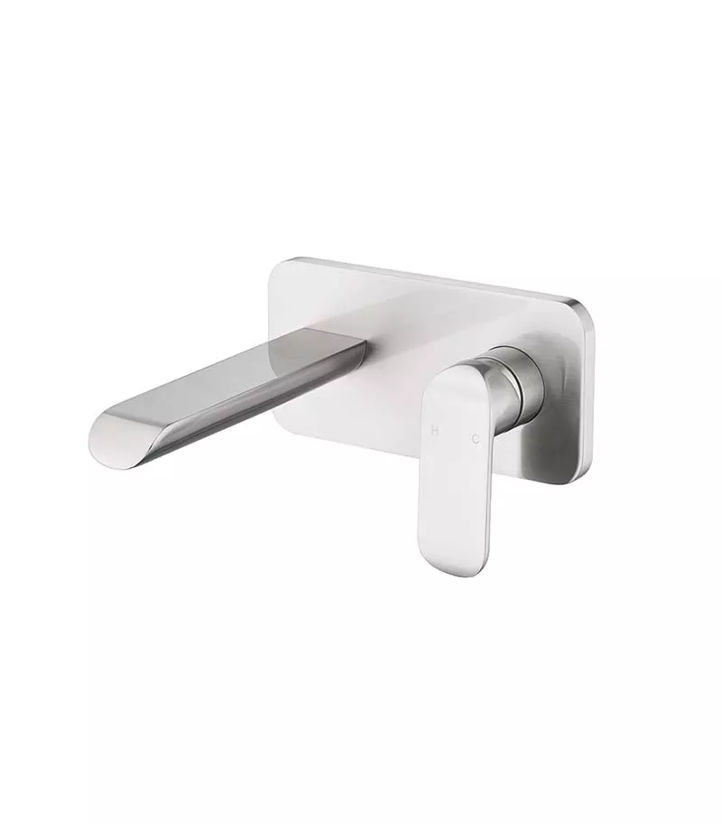 IKON Kara Brushed Nickel Wall Mount Basin or Bath Mixer