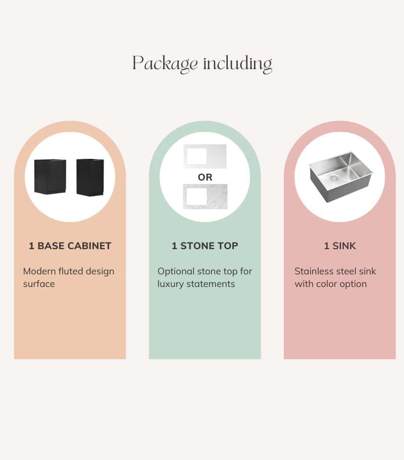 Bondi Wall and Base Cabinet Laundry Set 650mm - Black Oak Package Contents