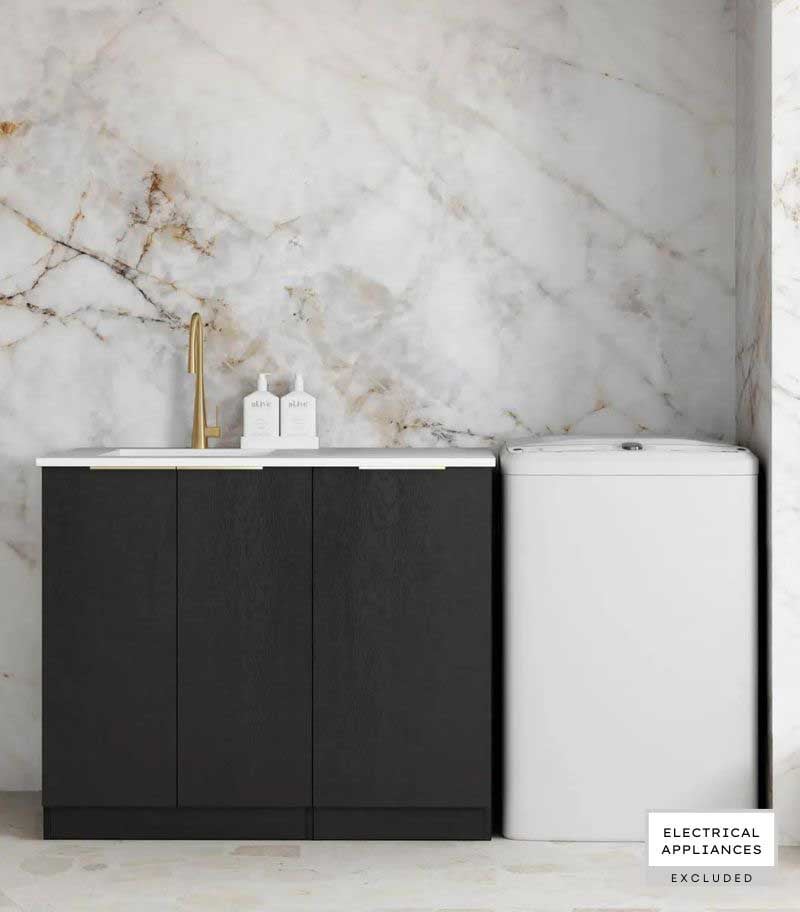 Bondi Base Cabinet Laundry Set 1060mm - Black Oak