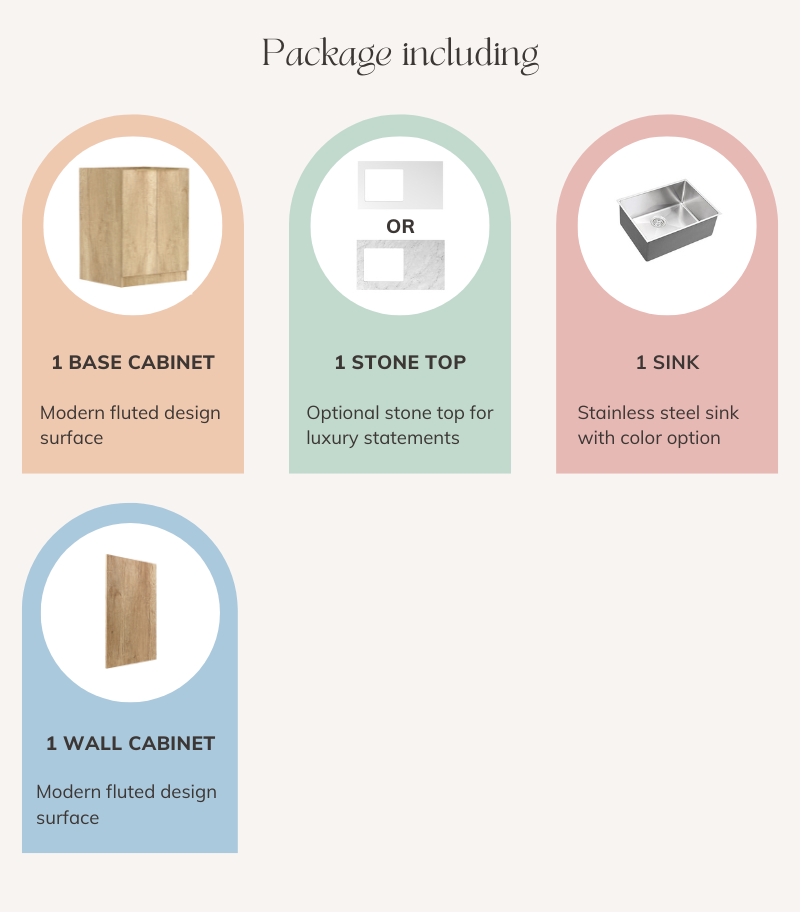 Bondi Laundry Base Cabinet Set 1300mm - Natural Oak Package Contents
