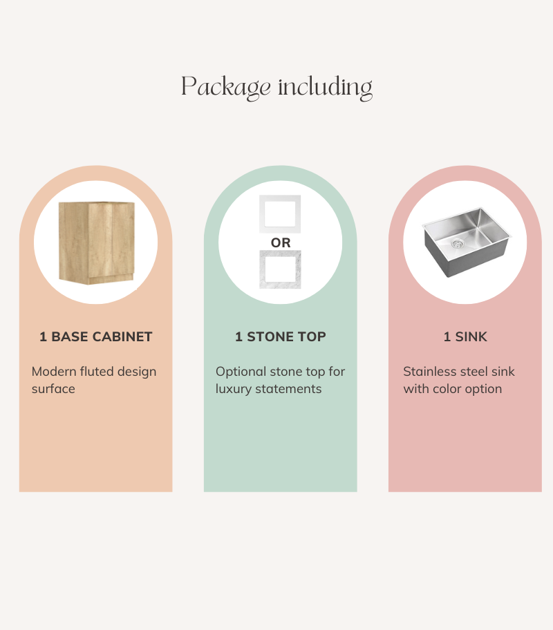 Bondi Laundry Base Cabinet Set 650mm - Natural Oak Package Contents