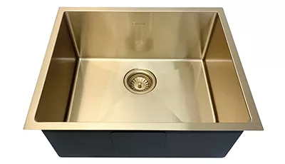 Brushed gold sink for laundry cabinet