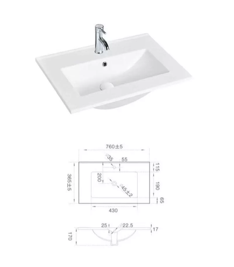 750mm Narrow Ceramic Top Specification