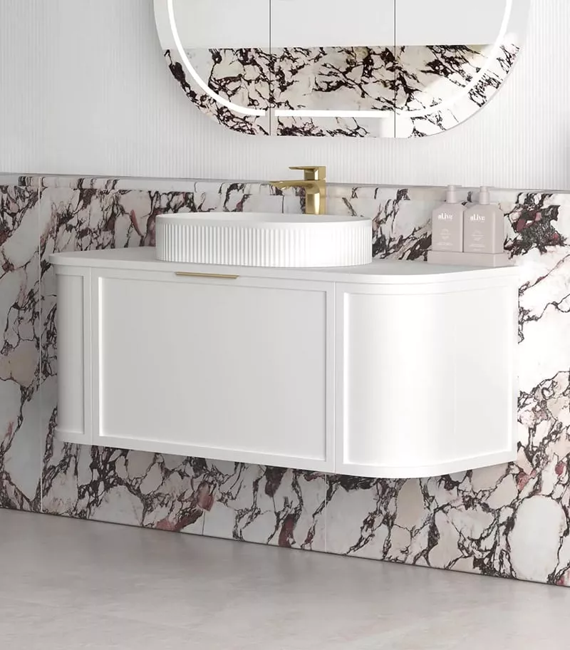 Hampshire 1200mm Wall Hung Vanity - Satin White Side View