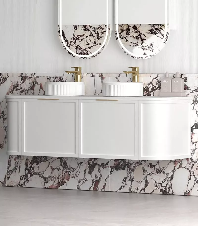 Hampshire 1500mm Wall Hung Vanity - Satin White Side View